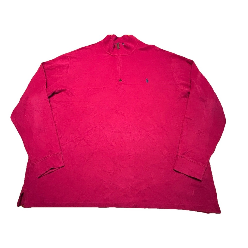 Men's Polo Ralph Lauren 1/4 Zip Sweater 4XLT Tall Henley Red Pullover Big & Tall
